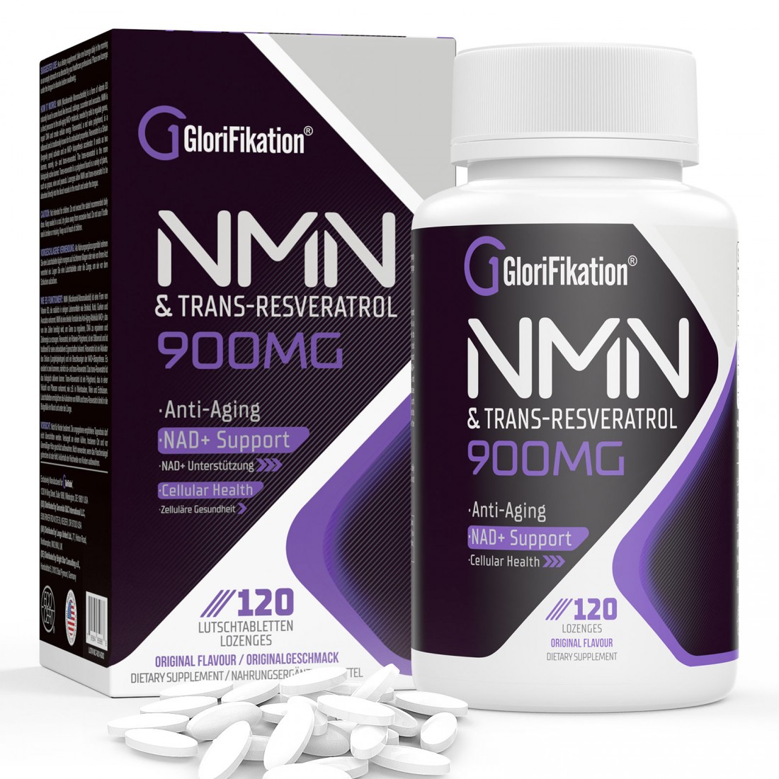Buy Glorifikation Sublingual NMN Lozenges + 99 Pure TransResveratrol 900mg Naturally Boost