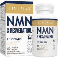 LIVEMAX NMN+Trans-Resveratrol 60 Cápsulas, 1100mg por Porción con Extracto de Pimienta Negra LIVEMAX NMN+Trans-Resveratrol 60 Cápsulas, 1100mg por Porción con Extracto de Pimienta Negra