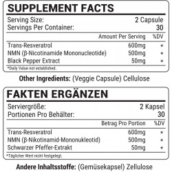 LIVEMAX NMN+Trans-Resveratrol 60 Cápsulas, 1100mg por Porción con Extracto de Pimienta Negra LIVEMAX NMN+Trans-Resveratrol 60 Cápsulas, 1100mg por Porción con Extracto de Pimienta Negra