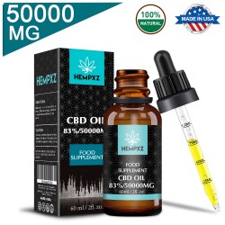  Hempxz C-B-D gotas de aceite, 50000mg 83% 60ml, Hecho en EE.UU.