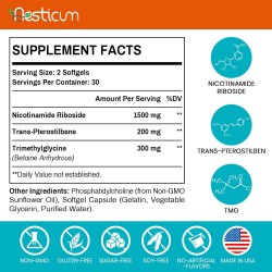 Aesticum Suplemento Liposomal Nicotinamide Riboside 2000 MG 60 Softgels Aesticum Suplemento Liposomal Nicotinamide Riboside 2000 MG 60 Softgels