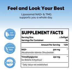 Azaroe NAD+ Liposomal Softgels con TMG 750mg 60 Softgels
