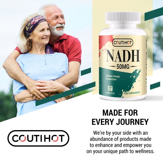 Coutihot NADH 50mg Plus CoQ10 200 mg 60 Capsules, Reduced Form of NAD+