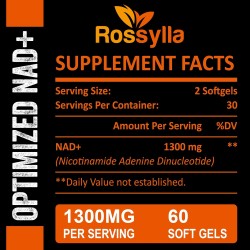 Rossylla 1300MG Suplemento Liposomal NAD+, 60 Cápsulas Blandas